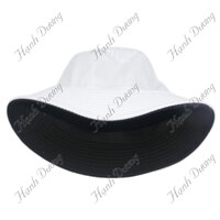 Nón tai bèo bucket trơn 2 mặt, đội được 2 màu độc đáo, chất vải kaki bền đẹp, thoáng mát - Hạnh Dương - Trắng &amp; đen