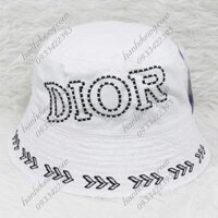 Nón tai bèo cụp 2 mặt thêu rích rắc chữ vành nhỏ 6,5cm, mũ tai bèo vành nhỏ phù hợp cho nữ - Trắng