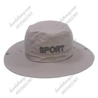 Nón tai bèo nam thêu chữ Sport mũ tai bèo lính vành rộng giúp chống nắng tốt với chất liệu vải cotton tốt mềm mại dễ th - Xám nhạt