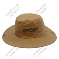 Nón tai bèo nam thêu chữ Sport mũ tai bèo lính vành rộng giúp chống nắng tốt với chất liệu vải cotton tốt mềm mại dễ th - Kaki đậm