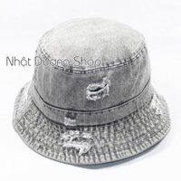 Nón tai bèo ,nón bucket Jeans TRƠN hàn quốc - Mũ vành Jeans rách cực chất thời trang nam nữ hot teen - Đen Xám