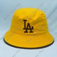Nón tai bèo vành nhỏ nón bucket mũ tai bèo đội được 2 mặt thêu chữ LA thời trang - Vàng &amp; đen