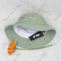 Nón tai bèo vành tròn mũ bucket thêu chữ Hai Talen.tom vải nhung sớ nhuyễn vải nhập có may tem phía trong - Xanh mint