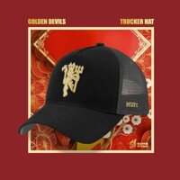 Nón Trucker lưới MUFC-Đen xám-Quỷ vàng gold