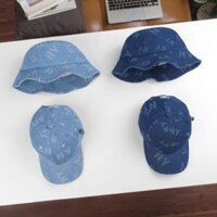 Nón vành, nón kết phối jean in chữ phong cách thời trang xuân hè mới