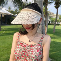 Nón visor lưỡi trai hở chóp bằng ren cho nữ phong cách Hàn điệu đà dùng đi biển mũ vành rộng chống nắng mùa hè xinh xắn- Smice House - Kem