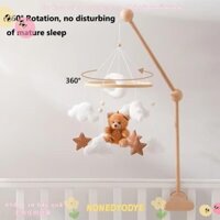 Nonedyodye Đồ chơi lục lạc cho trẻ sơ sinh, Gấu hoạt hình mềm mại Giường ngủ cho bé, Đồ chơi treo trẻ sơ sinh dễ thương cho ghế ô tô Xe đẩy thanh
