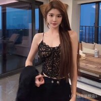 Nóng cô gái sexy pháp Bra đặt phụ nữ vest mùa hè bên ngoài mặc xương cá ren-up2025