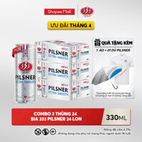 NỒNG ĐỘ 4.3% - Combo 3 thùng 24 Bia 333 Pilsner x 24 lon