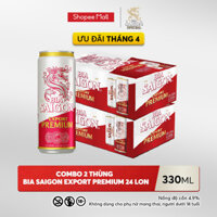 NỒNG ĐỘ 4.9% - Combo 2 Thùng 24 Bia Saigon Export Premium 330ml
