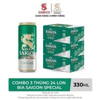 NỒNG ĐỘ 4.9% - Combo 3 Thùng 24 Bia Saigon Special 330ml