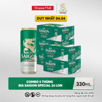 NỒNG ĐỘ 4.9% - Combo 5 Thùng 24 Bia Saigon Special 330ml