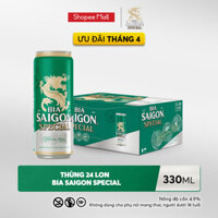 NỒNG ĐỘ 4.9% - Thùng 24 lon bia Sài Gòn Special 330ml/lon