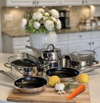 Nonstick Ceramic Cookware Set - Dishwasher Safe Induction Kitchen Cooking Pots and Pans Set