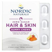 Nordic Naturals Zero Sugar Hair & Skin Gummy Chews Strawberry Lemonade 27 Gummy Chews