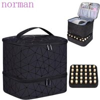 Norman Nail Polish Organizer, Hộp đựng dụng cụ làm móng bằng da PU hai lớp, Túi đựng dụng cụ làm móng tay hình thoi cầm tay dung tích lớn dành cho nữ