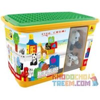 NOT Lego ALL-IN-ONE-BOX-OF-FUN 10572 HYSTOYS/HONGYUANSHENG/AOLEDUOTOYS HG-1459 1459 HG1459 xếp lắp ráp ghép mô hình HỘP VUI NHỘN Duplo Khối Lớn 65 khối