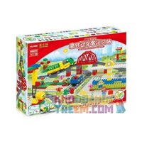 NOT Lego DELUXE TRAIN SET 10508 HUIMEI/STAR CITY/XING DOU CHENG HM316 xếp lắp ráp ghép mô hình TÀU HỎA XANH LÁ ĐỘNG CƠ PIN CHẠY RAY CÓ CẦU VƯỢT Duplo Khối Lớn 134 khối