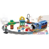 NOT Lego THOMAS STARTER SET 5544 HUIMEI/STAR CITY/XING DOU CHENG HM327 xếp lắp ráp ghép mô hình TÀU HỎA ĐỘNG CƠ PIN THOMAS VÀ RAY HÌNH TRÒN Duplo Khối Lớn 82 khối