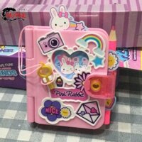 Notepad bí mật dành cho trẻ em RENDZ, Đồ chơi hoạt hình có khóa Sổ tay viết cho trẻ em, Đồ chơi trường học Văn phòng phẩm Thỏ hồng Kawaii Nhật ký học sinh Đồ chơi trẻ em