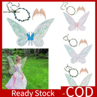 Notimexplain Fairy Wings Set Nhẹ Organza Cánh Bướm Hoa Vòng Hoa Tinh Tai Bộ Cổ Tích Bộ Trang Phục Halloween Biểu Diễn Trang Phục