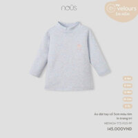 NOUS - Áo dài tay cổ 3cm màu tím in trang trí - Nu Velours - 2Y - SS24.T10A