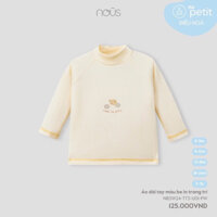 [Nous] Áo dài tay màu be in trang trí