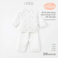 NOUS - BCTD chần bông màu trắng in họa tiết mặt gấu - Nu Choux - 0M 3M 6M 9M - SS23.10