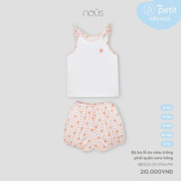 NOUS - Bộ ba lỗ áo màu trắng phối quần caro hồng - Nu Petit/ Nu Air - 6M - SS25.T3A