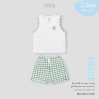 NOUS - Bộ ba lỗ áo màu trắng phối quần caro xanh lá - Nu Petit - 6M - SS25.T3A