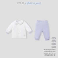 NOUS - Bộ dài tay áo trắng phối quần kẻ xanh- 0M 3M 6M 9M - SS24.T8A