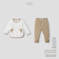 NOUS - Bộ dài tay áo trắng phối quần nâu nhạt - 18M - SS24.T7B - Bộ dài tay áo trắng phối quần nâu nhạt - .i quần nâu nhạt - 18-24M - YY