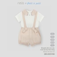 NOUS - Bộ quần yếm caro nâu và áo cộc tay màu trắng - Nu Doux - SS25.T2A