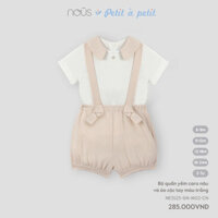 NOUS - Bộ quần yếm caro nâu và áo cộc tay màu trắng - Nu Doux - SS25.T2A