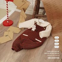NOUS - Quần yếm caro đỏ kèm áo dài tay màu be - Nu Velours - 0M - SS24.XMAS