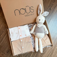[Nous] Set Quà Sơ Sinh Nous Cho Bé 3-5.5kg Tặng Kèm Hộp Chất Liệu Mềm Mại, Co Giãn(1 bộ+1mũ+1đôi bao tay+1đôi bao chân)