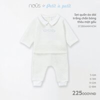 NOUS - Set quần áo dài trắng chần bông thêu mặt gấu - Nu Petit - 3M - SS23.10