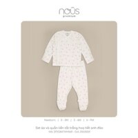 NOUS STORE - Set áo và quần liền tất trắng hoạ tiết anh đào - Premium - 6M - HABB