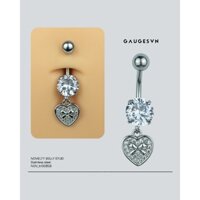 NOV Khuyên rốn đá tròn trắng fall trái tim nơ - NOV_KR00308