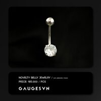 NOV khuyên rốn đá tròn trắng chốt bi - NOV_KR00225_TRANG