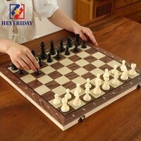 Novaflux Cờ vua quốc tế bằng gỗ nguyên khối, Bộ trò chơi cờ vua giáo dục trên bàn cờ, có thể gập lại Cải thiện trí thông minh Bộ cờ vua quốc tế tiêu chuẩn
