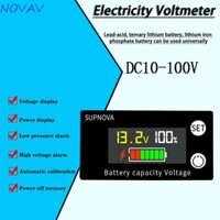 Novavibe DC Vôn kế pin LCD cho pin axit chì Lithium cho ô tô Đồng hồ đo Vôn kế xe máy