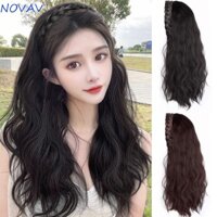 Novavibe Nửa Đầu Tóc Giả, Băng Đô Quấn Đầu Xương Cá Lông Tơ Tổng Hợp Tóc Giả, Kẹp Phù Hợp Với Tóc Nối Dài Xoăn Dài Sóng Băng Đô Tóc Giả Nữ