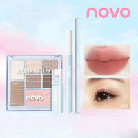 Novo 4 Bộ Trang Điểm Sinh Viên Bộ Trang Điểm Giá Rẻ, Phấn Mắt Bút Kẻ Mắt Bút Chì Kẻ Lông Mày Son Môi Toàn Bộ Mỹ Phẩm Di Động 6265