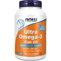 Now Foods Ultra Omega 3 500 EPA & 250 DHA 1000mg Fish Softgels, 180 Packs, 1 Pack