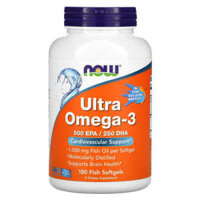 NOW Foods Ultra Omega-3 500 EPA/250 DHA 180 Fish Softgels