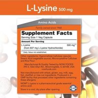 Now L- Lysine 500mg 100 viên hỗ trợ giảm mụn, bổ sung dinh dưỡng cho da, móng, tóc, tăng sinh collagen