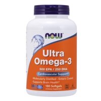 NOW ULTRA OMEGA-3 500 EPA/250 DHA Viên uống bổ sung Omega 3, hỗ trợ tim mạch và trí não 180 viên