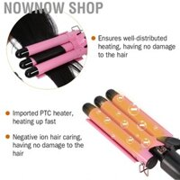NOWNOW SHOP Dụng cụ uốn tóc ba ống bằng gốm Tourmaline có thể điều chỉnh nhiệt độ Công cụ tạo kiểu tóc 110‑