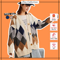 [Nowship2h] Áo Khoác Cardigan Form Rộng Họa Tiết  Đốm, Áo Khoác Len Thời Trang Thu Đông - Mã TA014